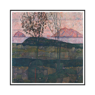 Egon Schiele席勒欧式客厅装饰画壁挂画方形风景挂画墙画抽象油画