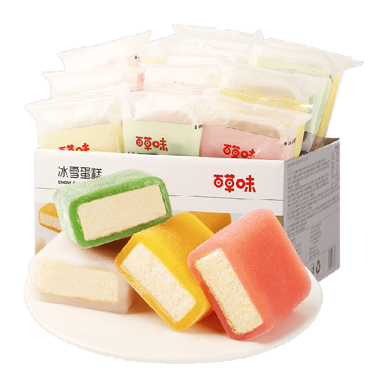 百草味冰雪蛋糕糕点面包冰皮早餐代餐休闲零食甜点麻薯雪媚娘