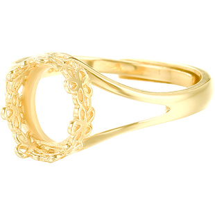 925纯银绿松石戒指空托男女18K黄金银戒托空托8*10*14*19 8*12*16