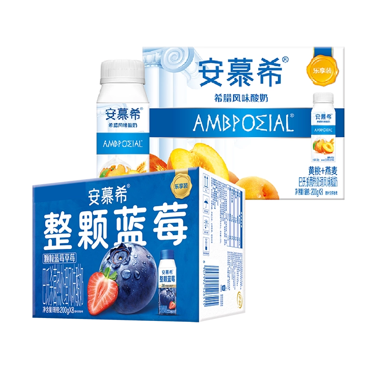 安慕希整颗蓝莓酸奶200g*8盒+安慕希黄桃燕麦酸奶200g*8盒