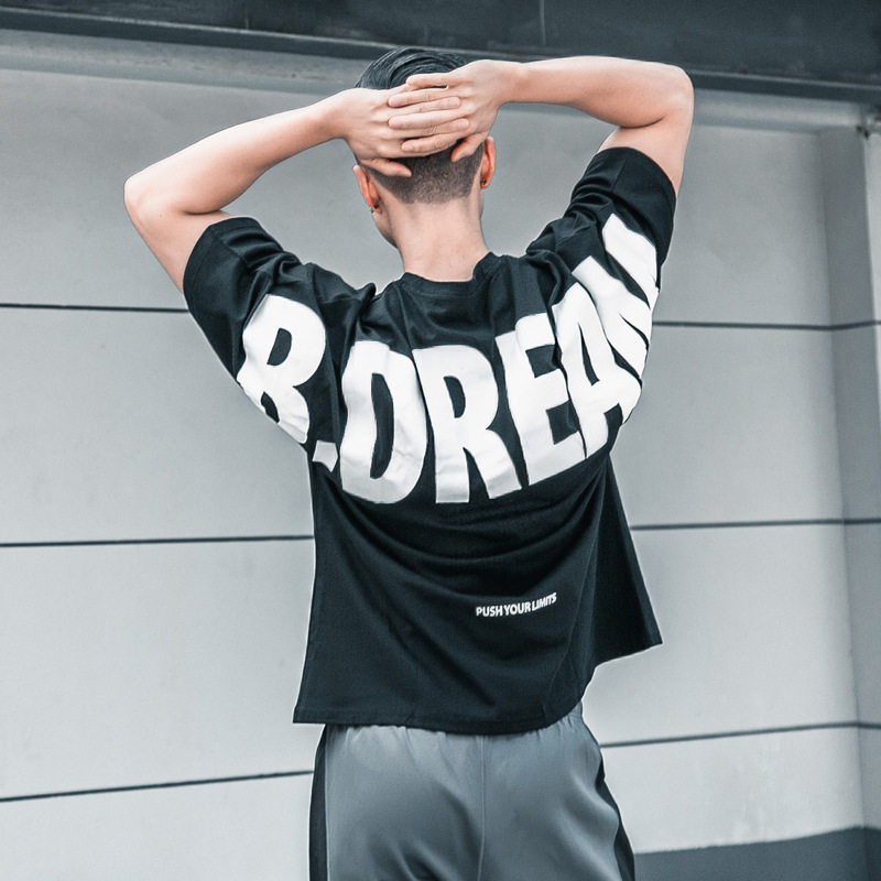 SPORTS SHORT-SLEEVED BODYBUILDING SUMMER COTTON LOOSE HALF-SLEEVED T-SHIRT