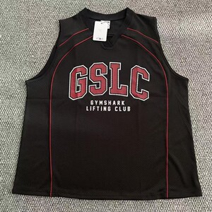 鲨鱼gslc网眼速干背心美版条纹坎肩无袖欧美码