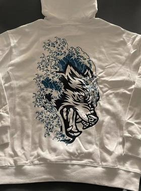 大浪哥同款狼头纯棉毛圈卫衣健身健美运动长袖上衣