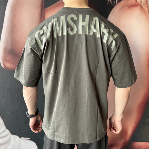 Gymshark健身运动宽松短袖power弹力棉休闲T恤欧美码
