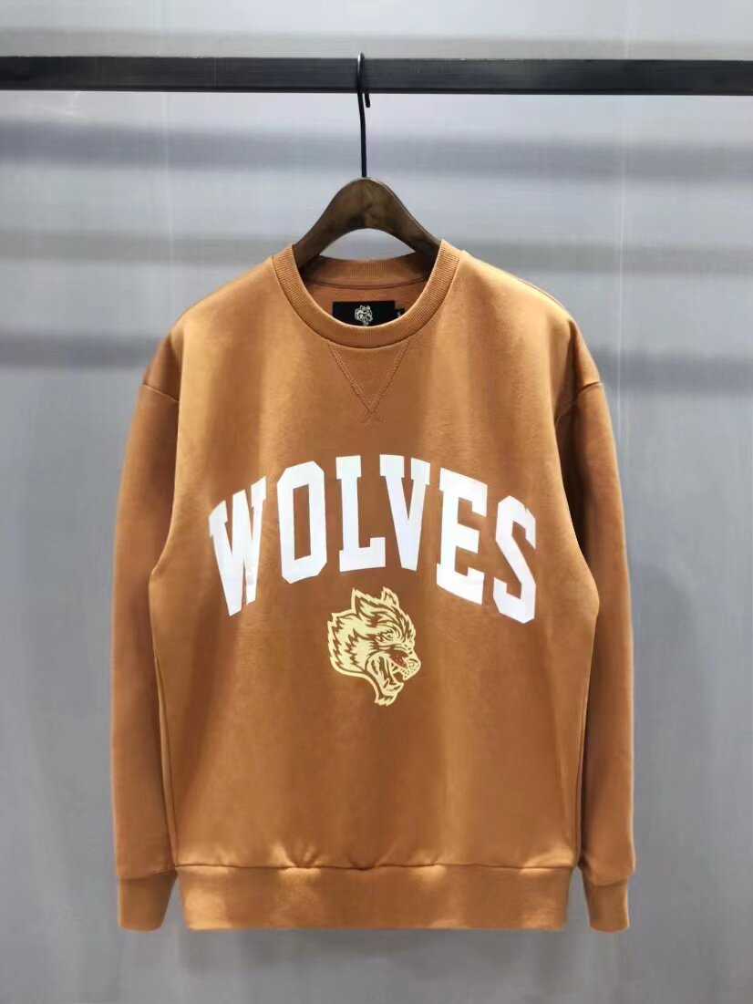 WOLF HEAD SWEATSHIRT BIG WAVE BROTHER AUTUMN AND WINTER FITNESS BODYBUILDING SPORTS ROUND NECK HEAVY LONG-SLEEVED JACKET [EUROPEAN AND AMERICAN SIZE]
