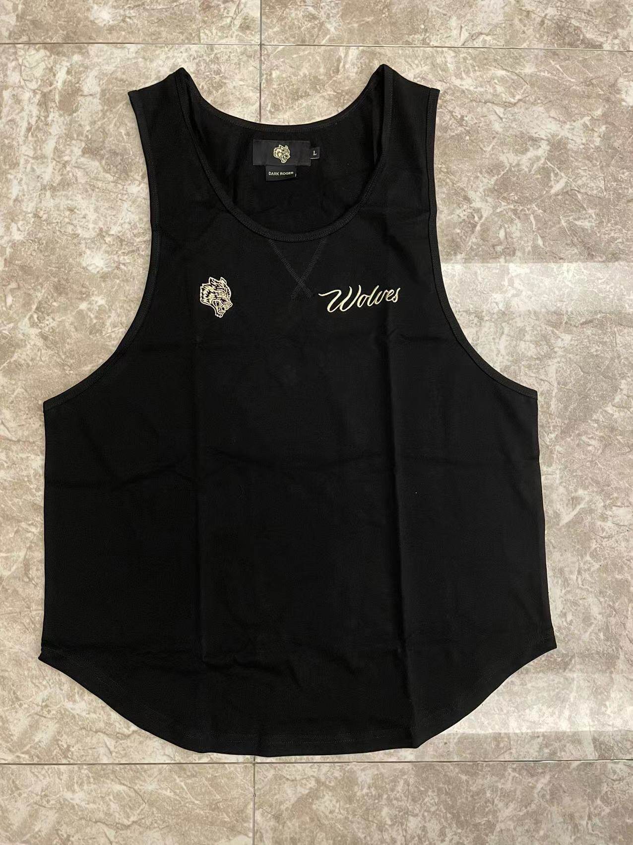 BROTHER DALANG THE SAME LOOSE SPORTS FITNESS SLEEVELESS BLACK WOLF HEAD VEST [EUROPEAN AND AMERICAN SIZE]