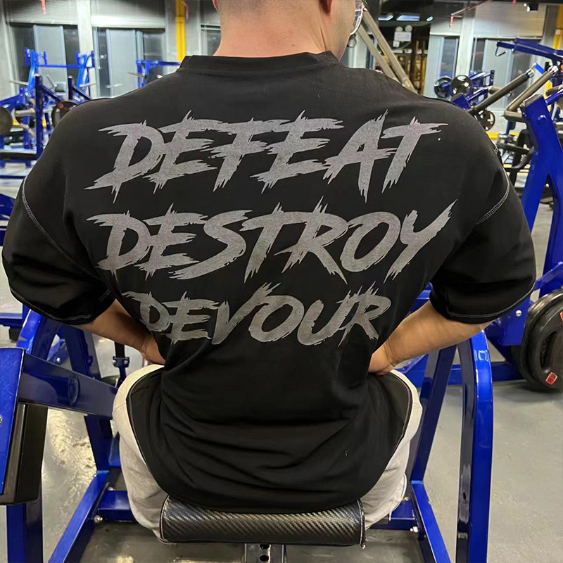 CERBERUS HALF FIVE-SLEEVE FITNESS EXERCISE LOOSE SHORT SLEEVE T-SHIRT [EUROPEAN AND AMERICAN SIZE]