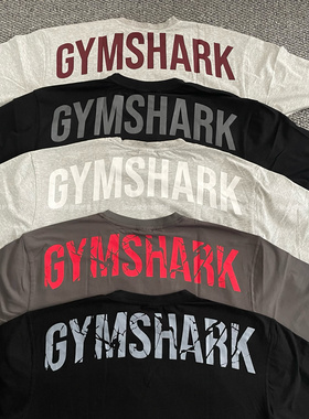 gymshark爆裂纹短袖power健身运动宽松弹力棉鲨鱼短袖欧美码
