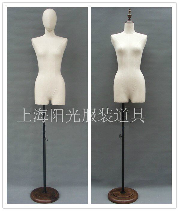 麻布小号女模特 半身女模特 服装模特 模特道具 配复古圆盘底座