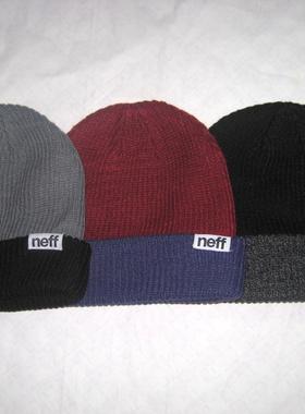 NEFF对比色翻边滑雪帽毛线帽冷帽针织帽嘻哈帽套头帽时髦皱