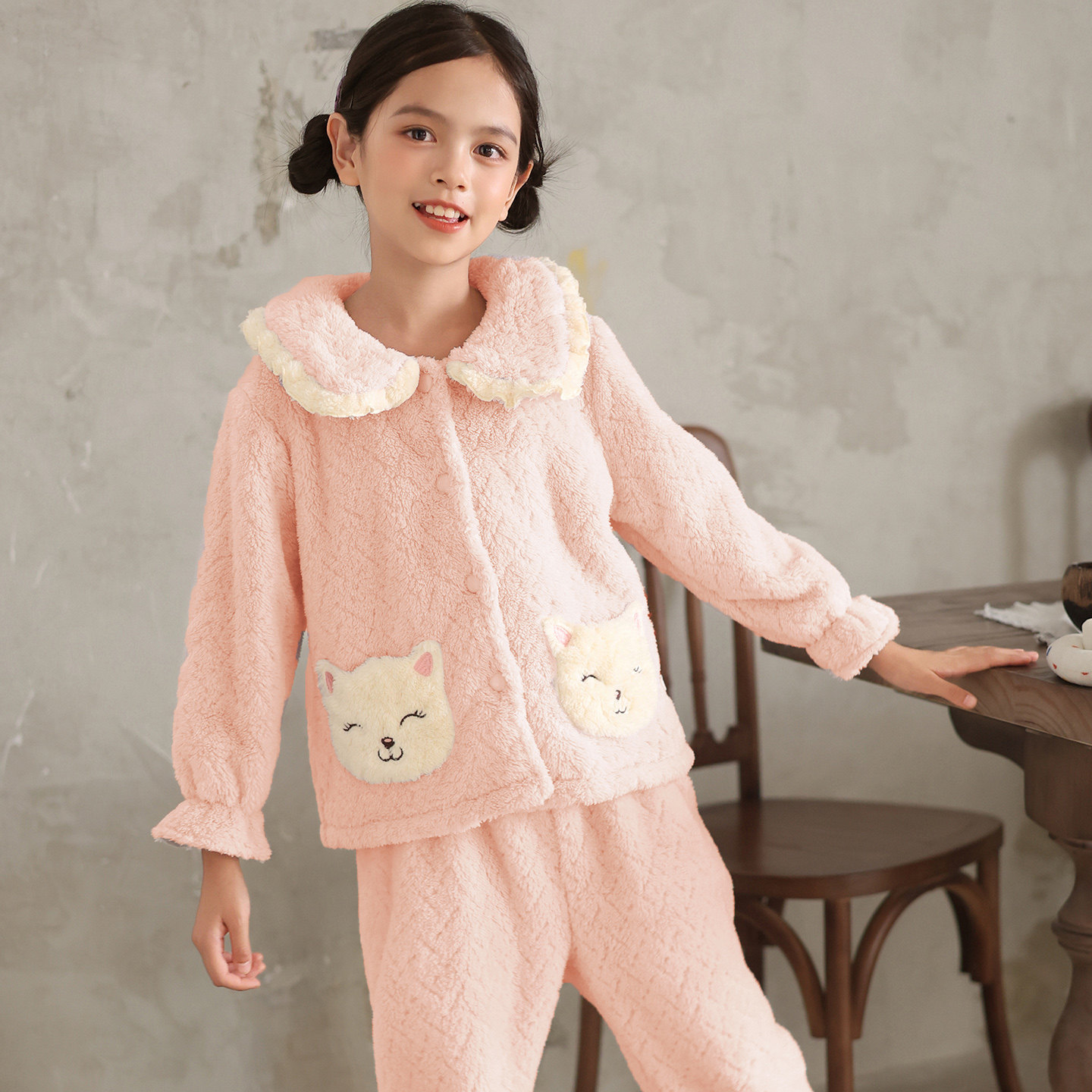 2025新款儿童贵妃绒睡衣套秋冬a类可爱猫加厚加绒女童保暖家居服,童装/婴儿装/亲子装,家居服套装,淘宝优惠券,粉丝福利购,淘宝优惠卷