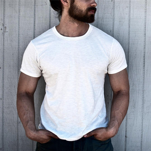 清仓特价维托摩瑞纯色重磅竹节棉T恤男修身打底阿美咔叽美式复古