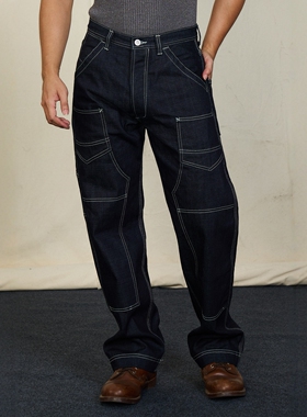 微瑕维托摩瑞新疆彩棉黑牡丹竹节12OZ原牛FW井下工装裤双膝伐木裤