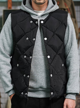 清仓特价维托摩瑞和田羽织美式800蓬90白鸭绒1940S菱形羽绒马甲