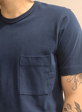 清仓特价维托摩瑞纯色重磅大口袋T恤男修身纯棉打底阿美咔叽复古