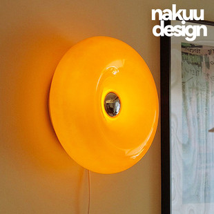 网红中古ins风旺布利甜甜圈壁灯卧室触摸橘色包豪斯床头灯氛围灯