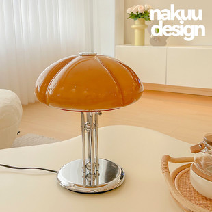 中古法式包豪斯卧室蘑菇台灯复古床头书房设计师创意南瓜灯氛围灯