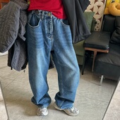 25Ann 休闲百搭调节腰显瘦保暖加绒牛仔直筒裤 studio2025韩版 时尚