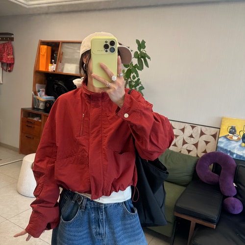 25Ann studio韩版时尚休闲百搭宽松显瘦立领拉链短款夹克外套女