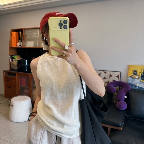 25Ann studio韩版时尚休闲百搭宽松显瘦圆领无袖高级针织背心女
