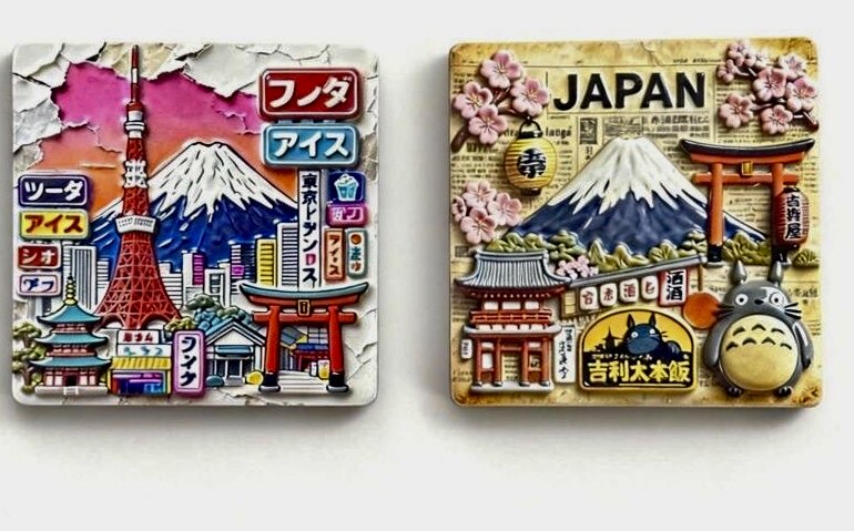 日本地标建筑陶瓷冰箱贴 东京塔富士山龙猫文创 旅游纪念伴手礼