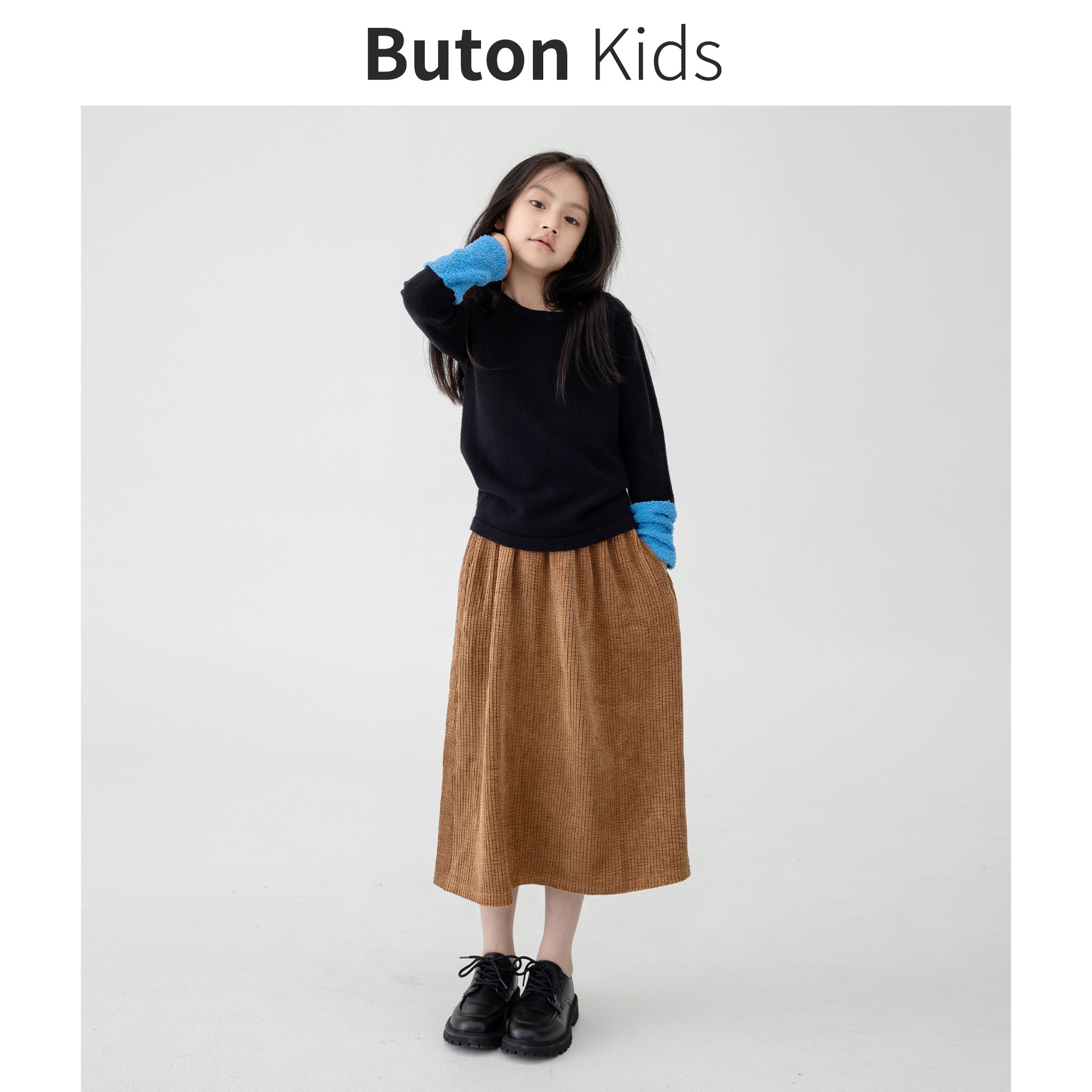 Buton Kids女童卡其色灯芯绒半裙秋冬新款百搭松紧腰A字裙亲子装,童装/婴儿装/亲子装,半身裙,淘宝优惠券,粉丝福利购,淘宝优惠卷