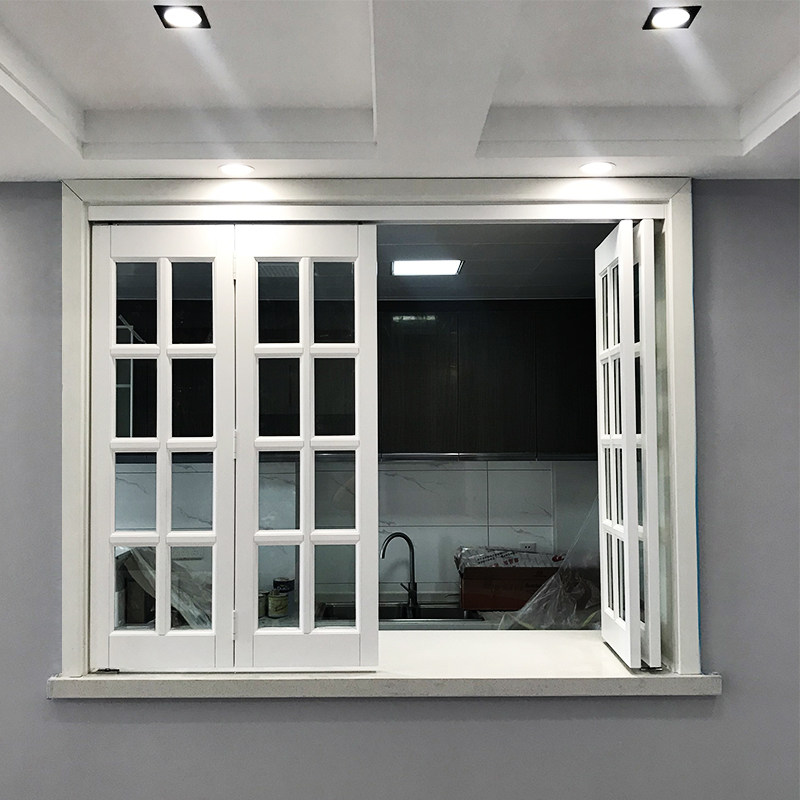 圣德科实木格子玻璃隔断窗花格美欧式简约厨房餐厅推拉折叠窗定做