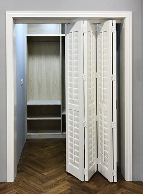 圣德科美式实木百叶折叠推拉门阳台客厅衣帽间隔断透气窗门定做