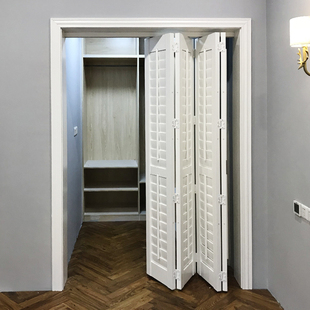 圣德科美式 实木百叶折叠推拉门阳台客厅衣帽间隔断透气窗门定做