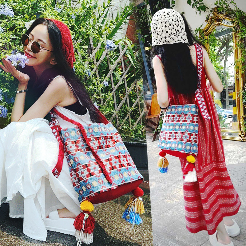 蓝狩札记~波普先生原创水桶包波西米亚嬉皮帆布大容量旅行斜挎包,箱包皮具/热销女包/男包,通用款女包,淘宝优惠券,粉丝福利购,淘宝优惠卷