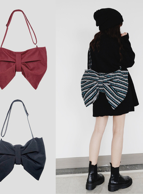 原创小众个性蝴蝶结托特包大容量斜挎包单肩布包女帆布包气质学生