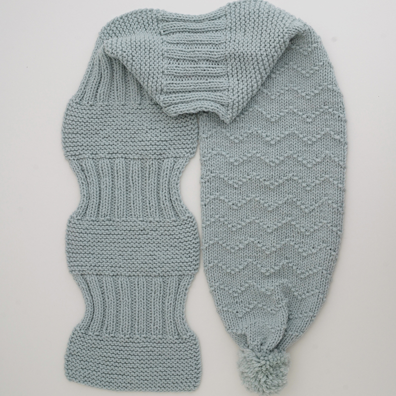 [有视频教程]日本横田Daruma不对称毛球围巾 棒针羊毛毛线材料包