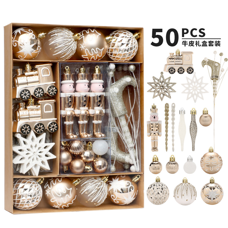 Scandinavian Christmas Ball Ornaments Champagne Gold Silver