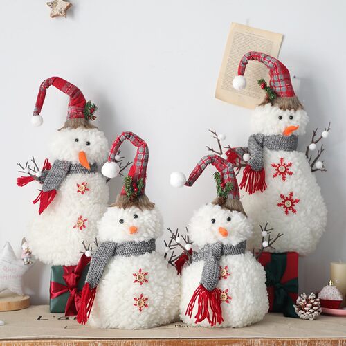 Christmas圣诞老人雪人公仔毛绒玩具圣诞节装饰品橱窗布置摆件