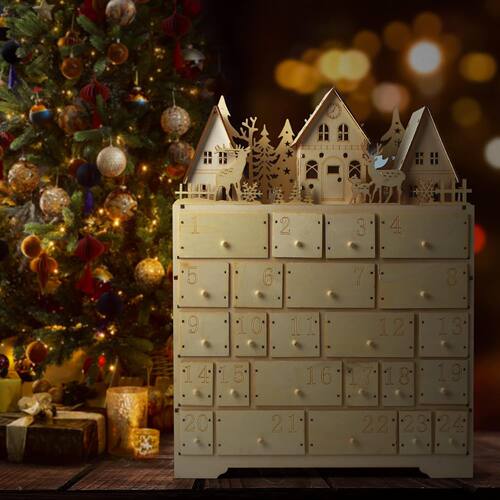 Christmas圣诞节礼物礼品盲盒柜子玩具桌面摆件圣诞倒数日历礼盒