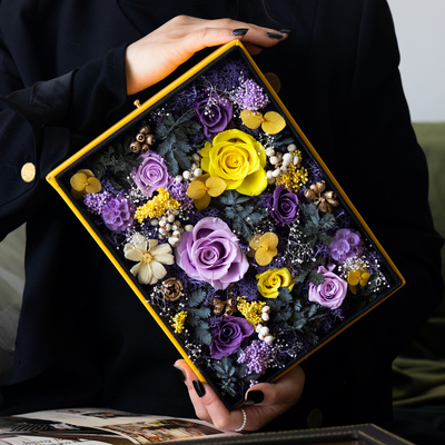 永生花玫瑰真花束摆件高级感礼盒