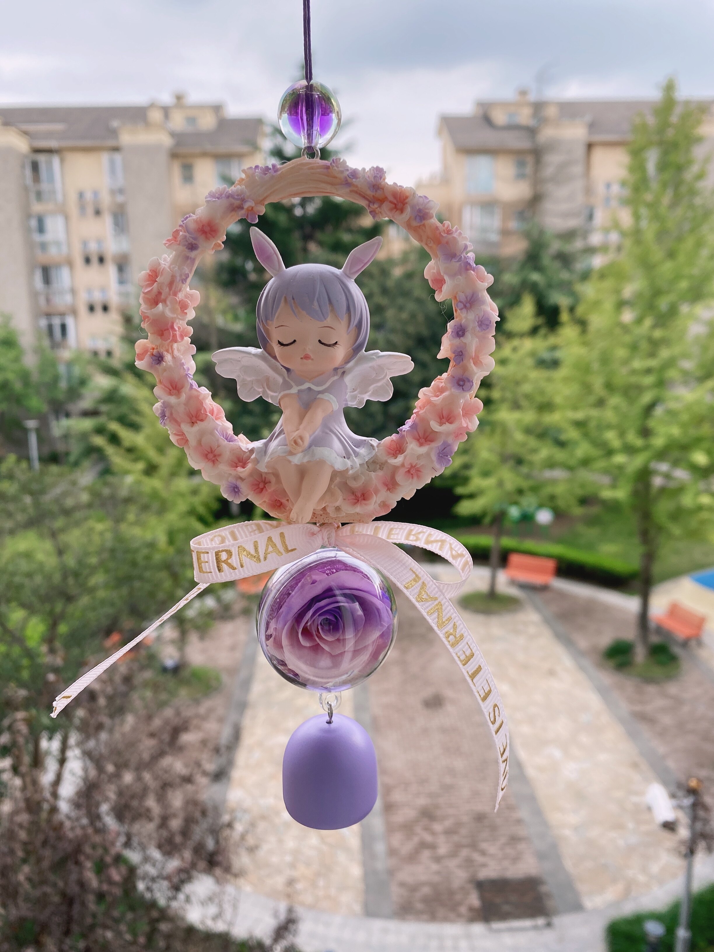 永生花安妮守护天使翅膀汽车挂件后视镜装饰车内玫瑰挂饰创意礼物