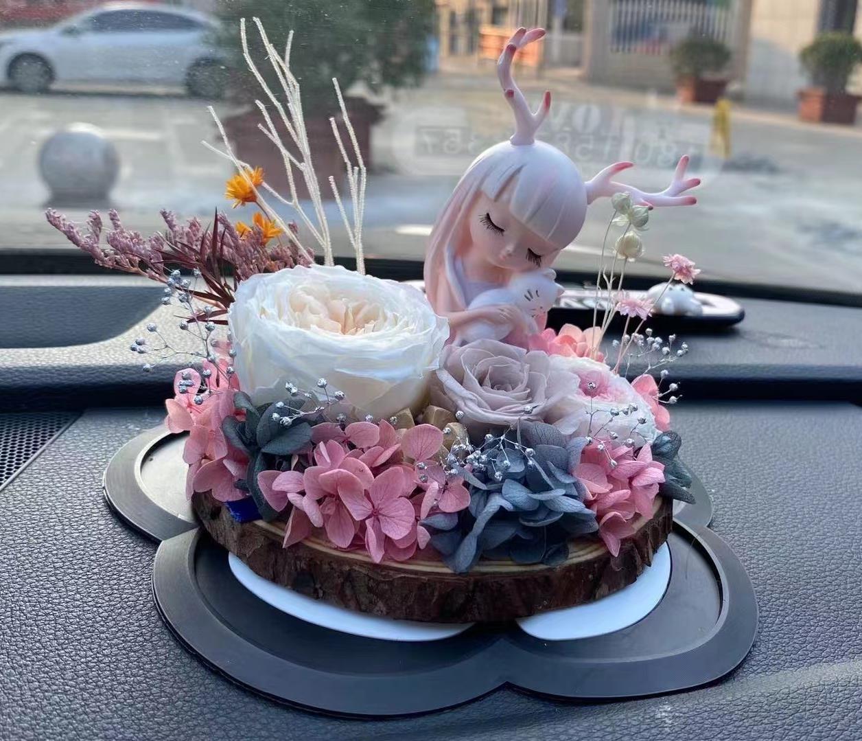 可爱天使永生花奥斯汀车载摆件
