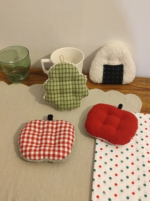 非偏2件包邮 圣诞节礼物小树苹果 窈窕虫手作杯垫 沈小丹手工定制
