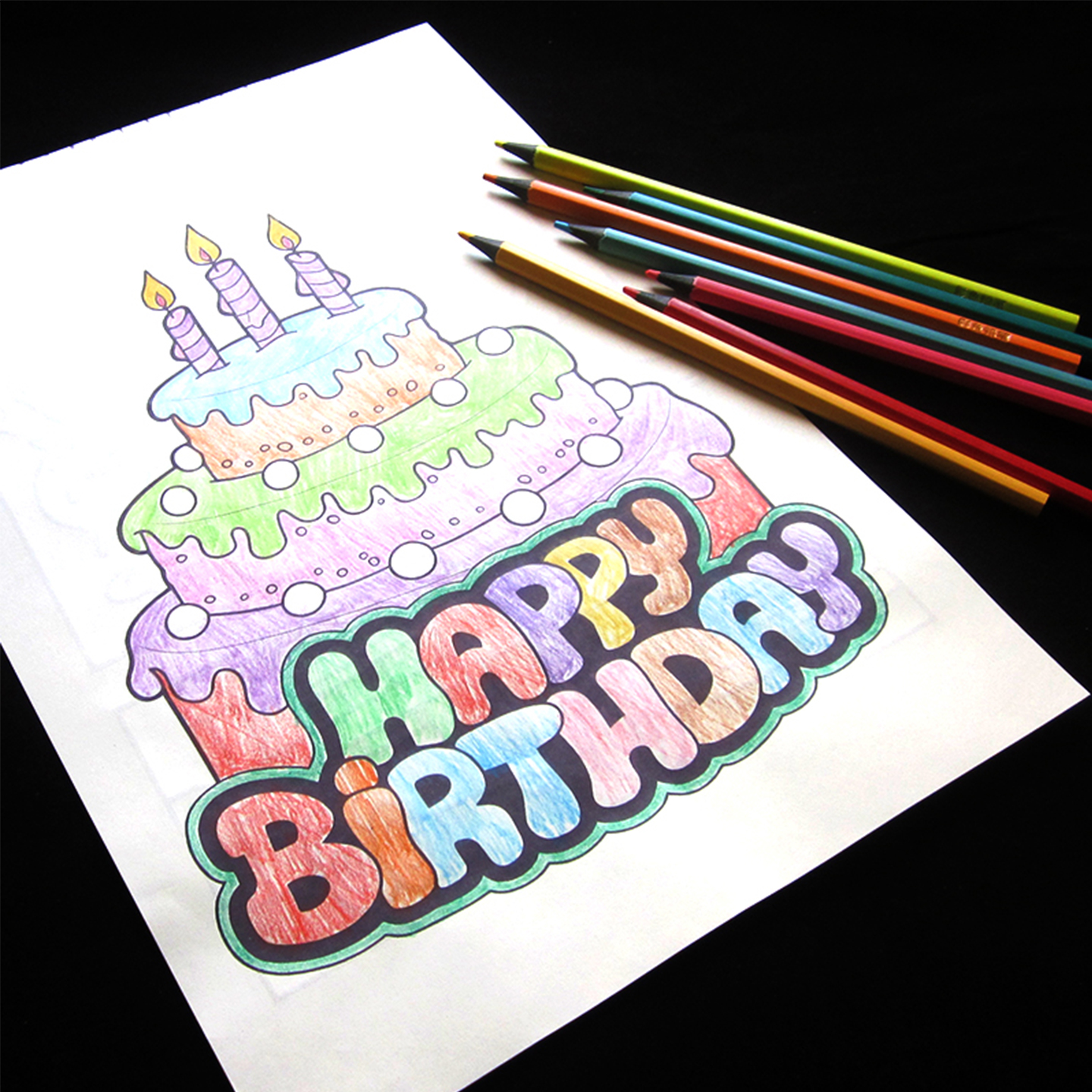 生日蛋糕涂色本儿童填色本糖果植物卡通房子幼儿园早教玩具图画本