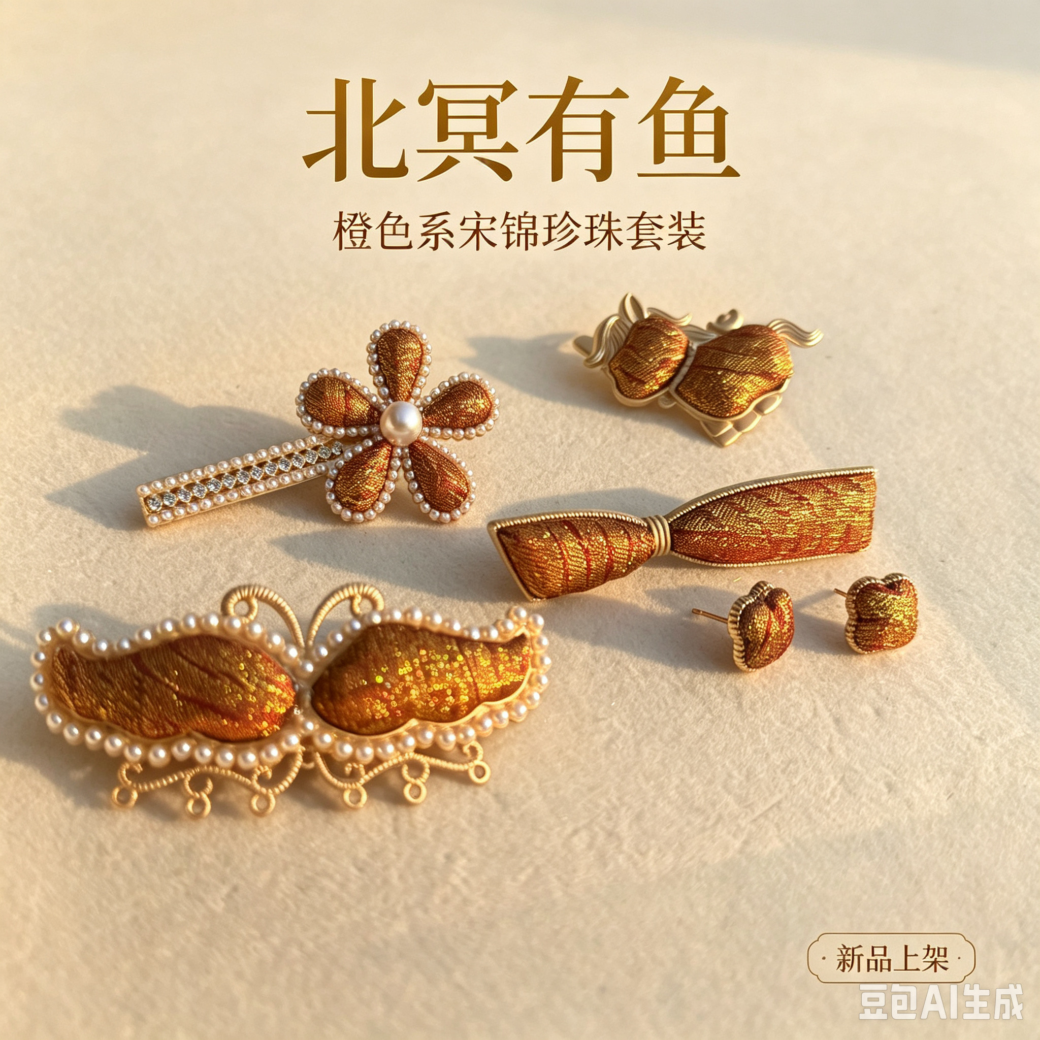 【锦云间—北冥有鱼】宋锦手工制耳环