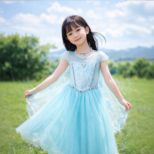 迪士尼正版2026新款女童冰雪奇缘爱莎公主裙儿童连衣裙Cos装扮裙