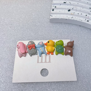 原创手工制作可爱趴趴小鸭子兔子耳钉925银针甜美耳饰无耳洞耳夹