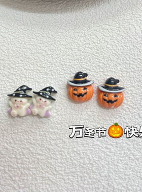 原创手工可爱迷你小南瓜耳钉925银针趣味搞怪小众耳夹ins万圣节
