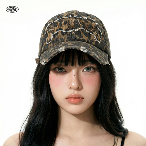 夏季美式豹纹棒球帽女显脸小