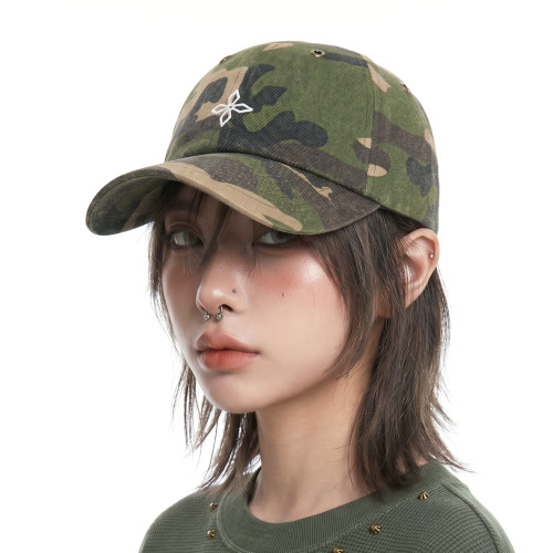 美式复古迷彩棒球帽女防晒显脸小