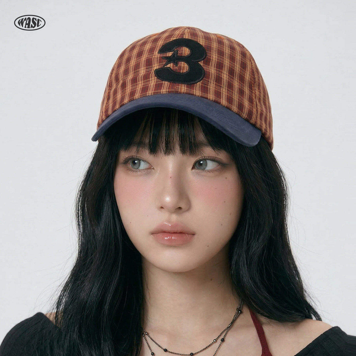 2026新款夏季美式复古拼色格子棒球帽女大头围显脸小防晒鸭舌帽子