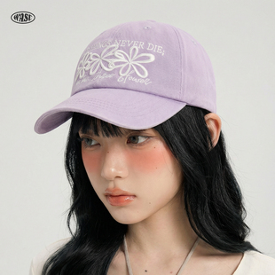 复古立体花朵刺绣棒球帽男女大头围显脸小加深宽檐遮阳防晒鸭舌帽