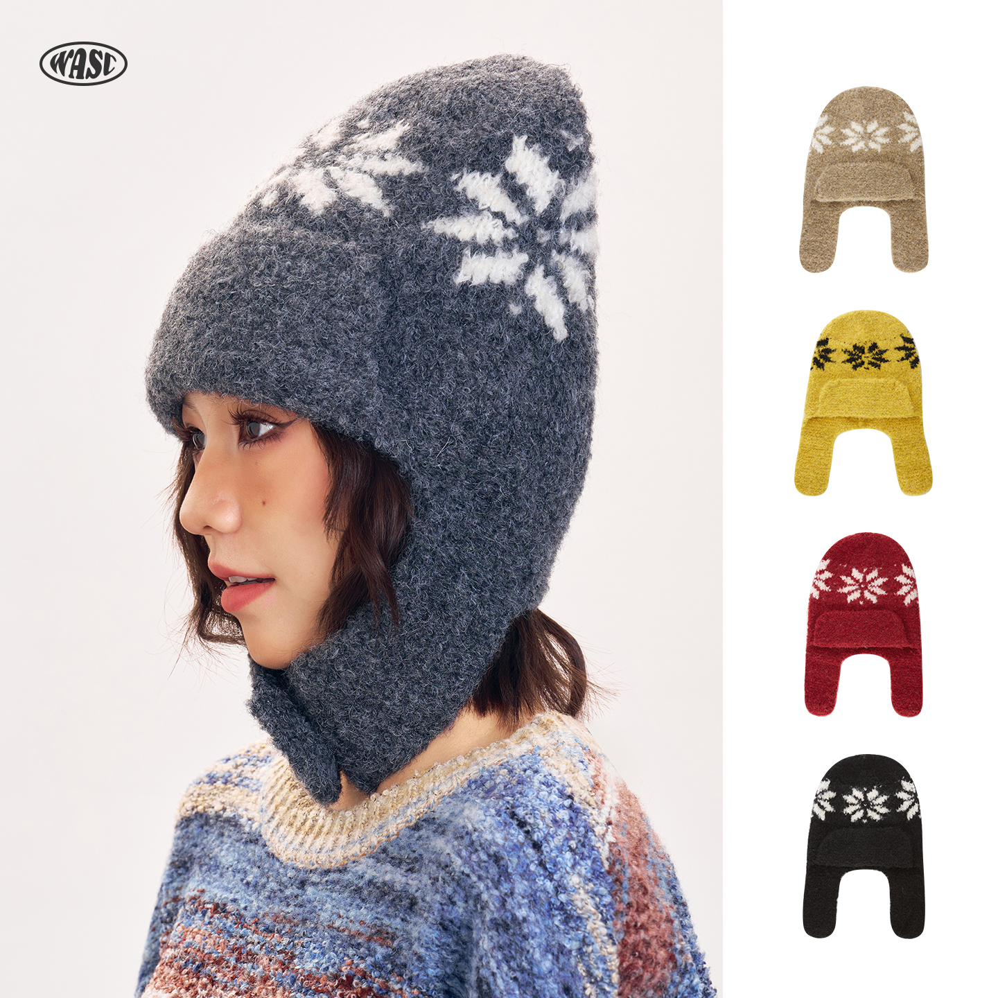 复古毛绒保暖防寒护耳雷锋帽子男女款秋冬大头围显脸小毛线针织帽