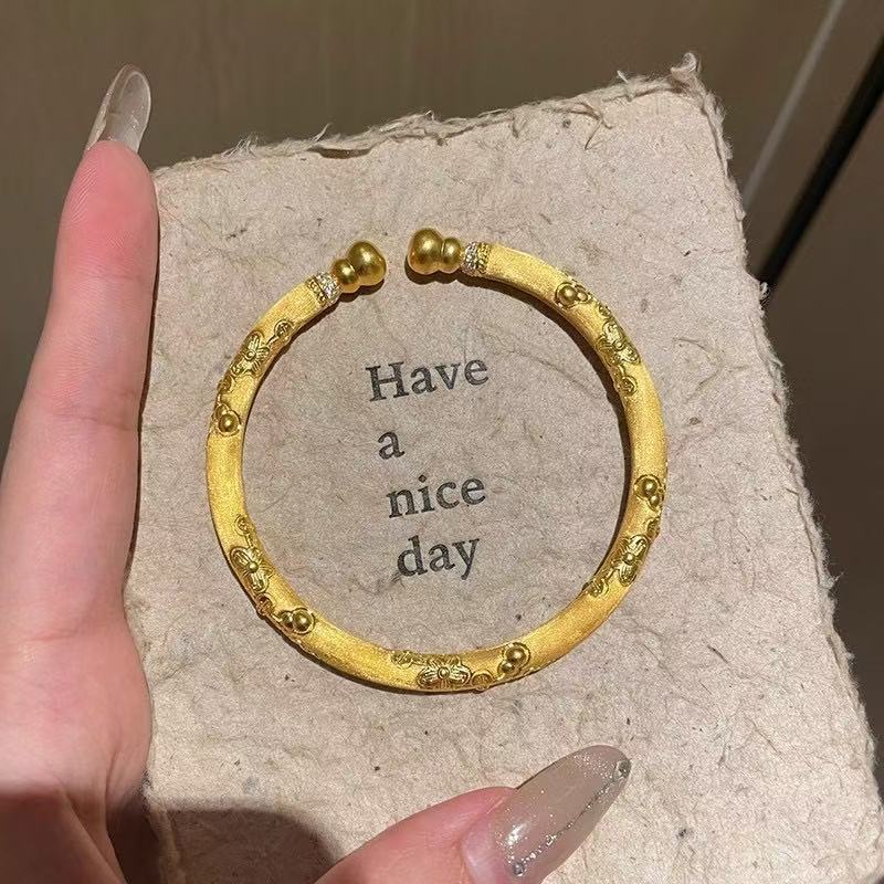 小红书同款拉丝开口樱花葫芦手镯